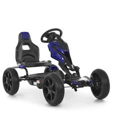 Детский карт 1504-2-4 черно-синий педальный с EVA колесами